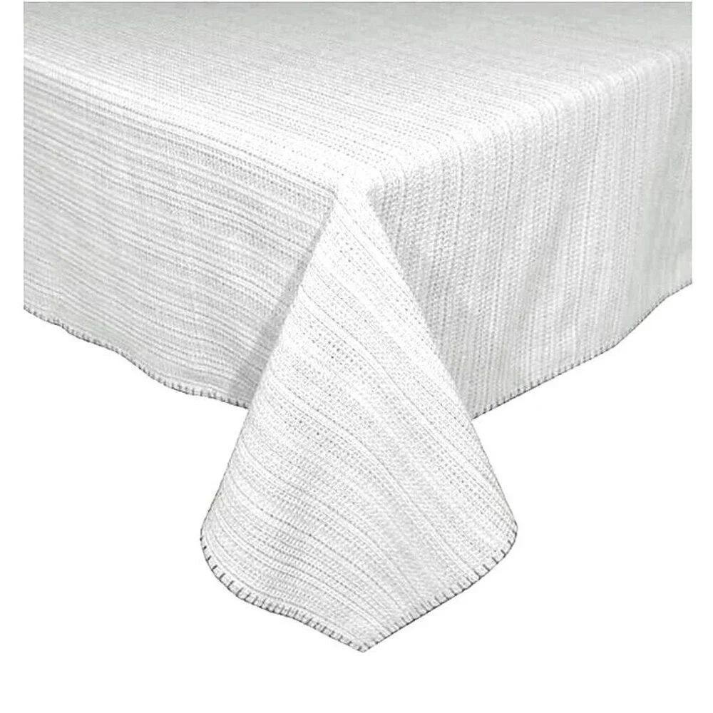 Terra Woven Lyon Fabric Tablecloth Gray Hemstitch Machine Washable 70